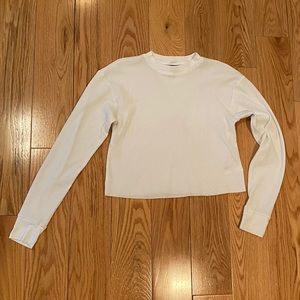 Wild Fable Cropped White Waffle LS